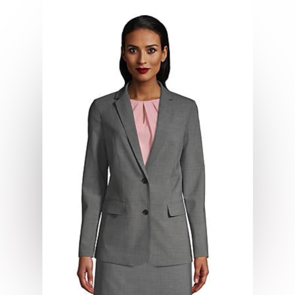 NWT WASHABLE WOOL BLEND TWO BUTTOM TRADITIONAL BLAZER BY LANDS END ❤️FULLY LINED